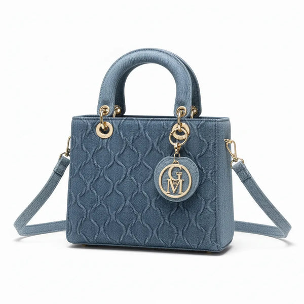 La Anna- Borsa a bauletto firmata GYOIAMEA a mano tracolla trapuntata jeans denim