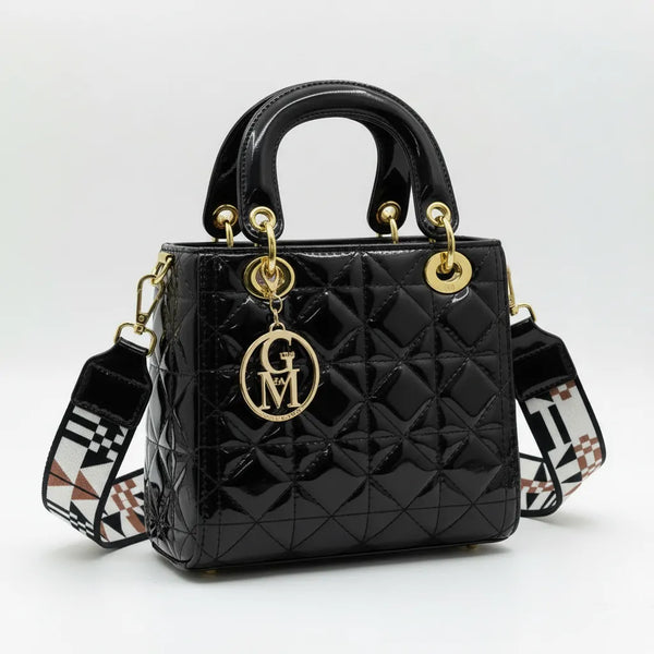 La Giovanna - Borsa a bauletto firmata GYOIAMEA a mano tracolla trapuntata effetto vernice