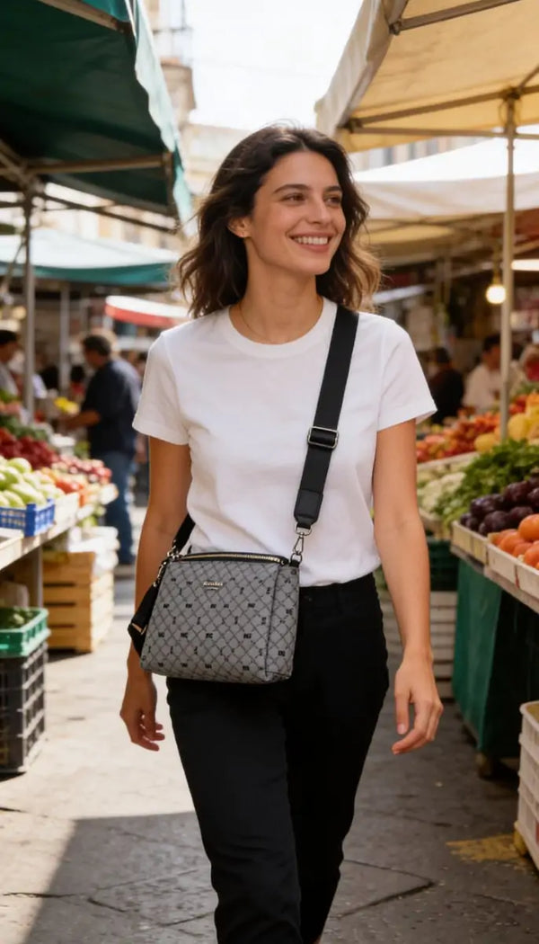 NAZARENO GABRIELLI - Borsa borsetta a busta multitasche fantasia Monogram con Tracolla