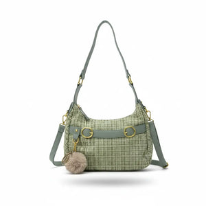 La Zazzamita - Borsa a bauletto borsetta mezzaluna firmata GYOIAMEA a mano tracolla TWEED tessuto
