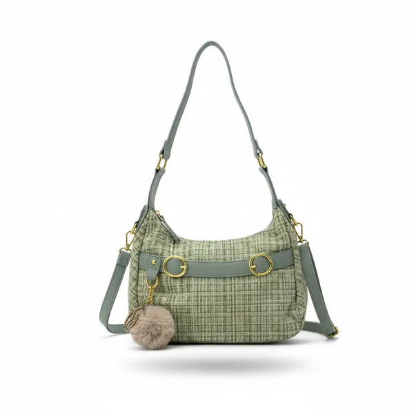 La Zazzamita - Borsa a bauletto borsetta mezzaluna firmata GYOIAMEA a mano tracolla TWEED tessuto