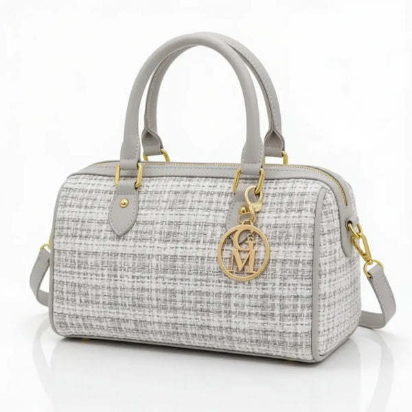 La Ester - Borsa a bauletto borsetta firmata GYOIAMEA a mano tracolla TWEED tessuto