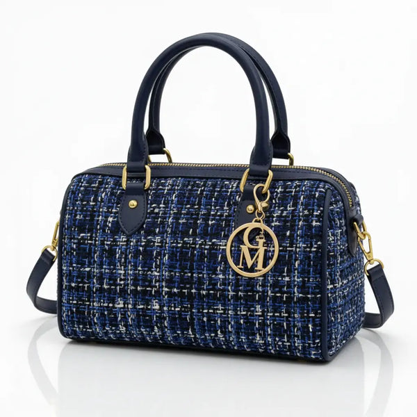 La Ester - Borsa a bauletto borsetta firmata GYOIAMEA a mano tracolla TWEED tessuto