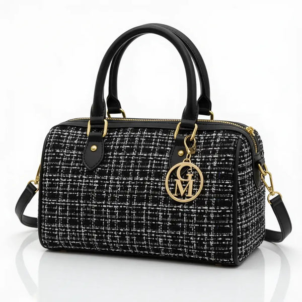 La Ester - Borsa a bauletto borsetta firmata GYOIAMEA a mano tracolla TWEED tessuto