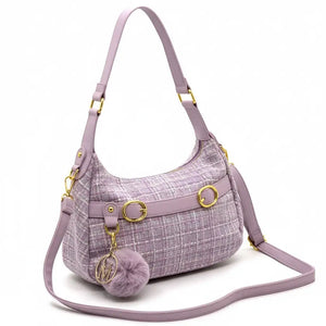 La Zazzamita - Borsa a bauletto borsetta mezzaluna firmata GYOIAMEA a mano tracolla TWEED tessuto