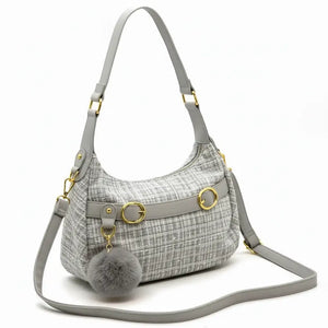 La Zazzamita - Borsa a bauletto borsetta mezzaluna firmata GYOIAMEA a mano tracolla TWEED tessuto