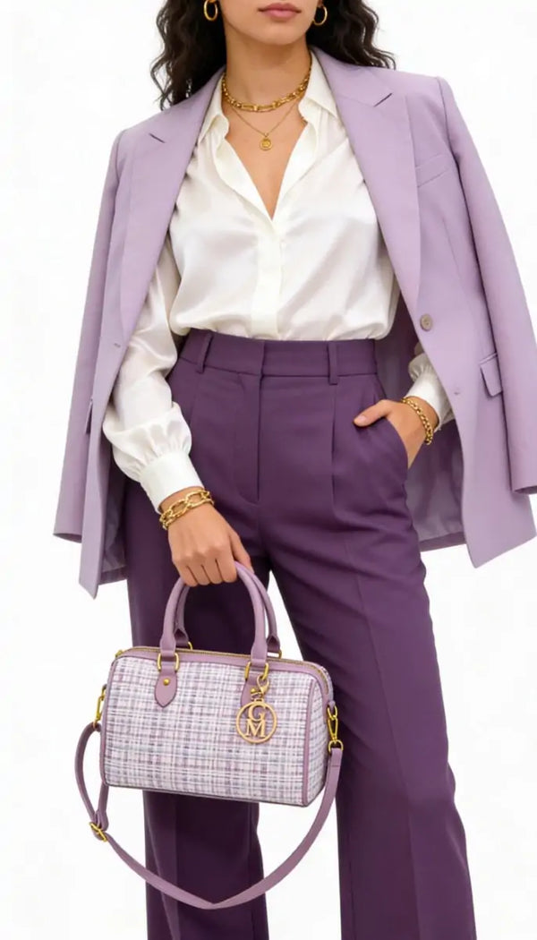 La Ester - Borsa a bauletto borsetta firmata GYOIAMEA a mano tracolla TWEED tessuto