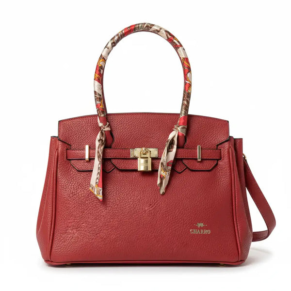 CHARRO - Borsa firmata a spalla Mano con Foulard e Lucchetto simil pelle martellata