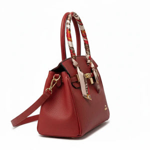 CHARRO - Borsa firmata a spalla Mano con Foulard e Lucchetto simil pelle martellata