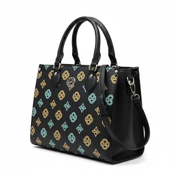 Coveri World - Borsa firmata bauletto fantasia logata tote bag firmata