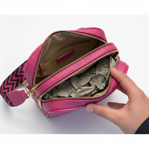 Fragolita - Borsa borsetta donna a tracolla firmata GYOIAMEA multitasche 3 tasche con cerniera nuova