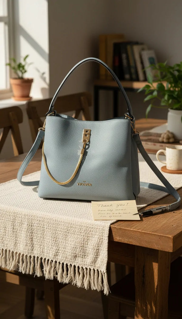 YYCoveri- Borsa Donna Modello secchiello catena Hobo Casual con Dettagli Dorati