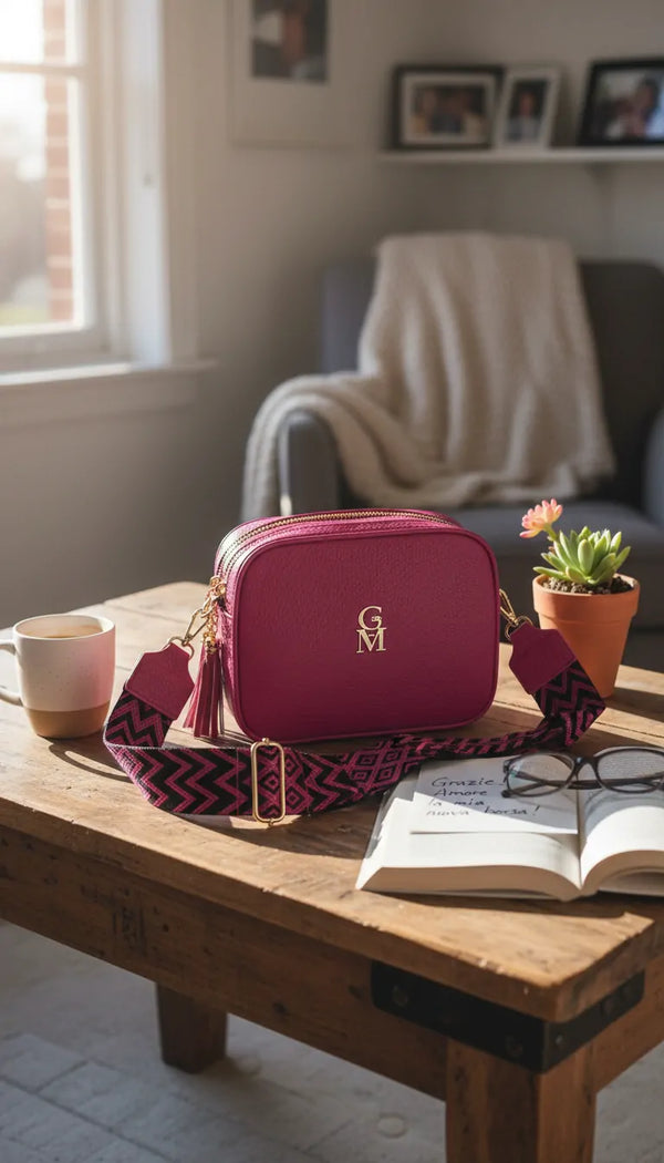 Fragolita - Borsa borsetta donna a tracolla firmata GYOIAMEA multitasche 3 tasche con cerniera nuova