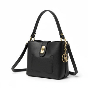 Graziella - Borsa in Vera Pelle Italiana Modello a Spalla con Tracolla e Dettagli Dorati