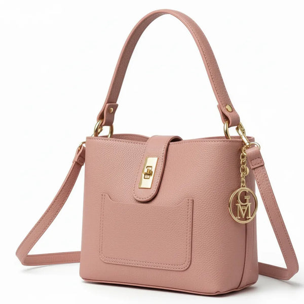Graziella - Borsa in Vera Pelle Italiana Modello a Spalla con Tracolla e Dettagli Dorati