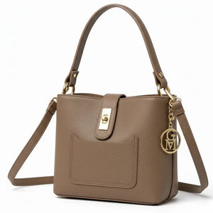Graziella - Borsa in Vera Pelle Italiana Modello a Spalla con Tracolla e Dettagli Dorati