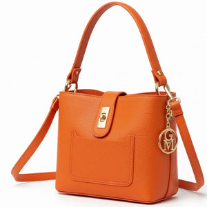 Graziella - Borsa in Vera Pelle Italiana Modello a Spalla con Tracolla e Dettagli Dorati
