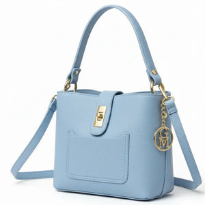 Graziella - Borsa in Vera Pelle Italiana Modello a Spalla con Tracolla e Dettagli Dorati