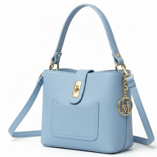 Graziella - Borsa in Vera Pelle Italiana Modello a Spalla con Tracolla e Dettagli Dorati