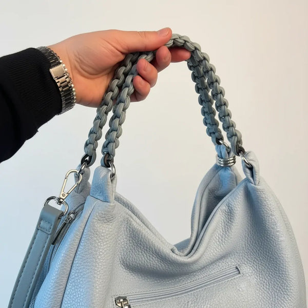 CHARRO - Borsa Donna sacco grande Hobo Casual manici intrecciati morbida