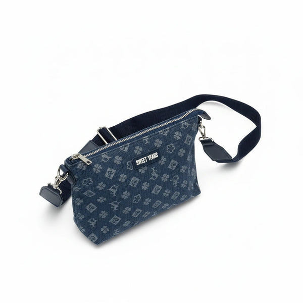 SWEET YEARS - Borsa borsetta pochette donna firmata tracolla logata jeans denim