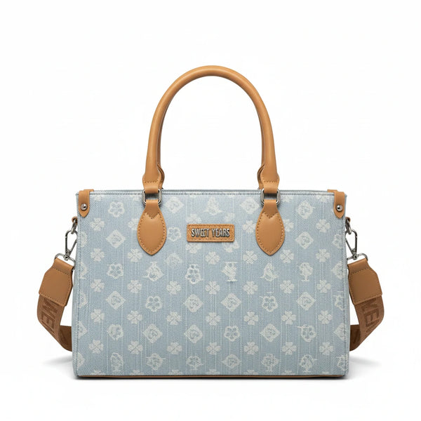 SWEET YEARS - Borsa shopping bauletto zip donna firmata tracolla logata jeans denim
