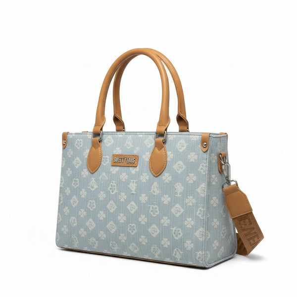SWEET YEARS - Borsa shopping bauletto zip donna firmata tracolla logata jeans denim