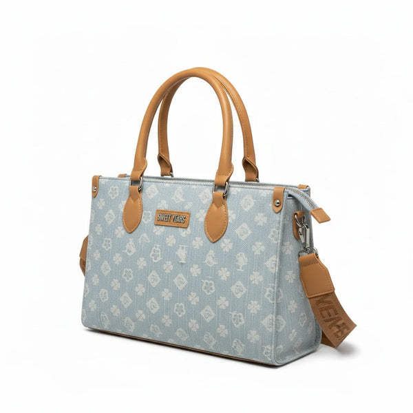 SWEET YEARS - Borsa shopping bauletto zip donna firmata tracolla logata jeans denim