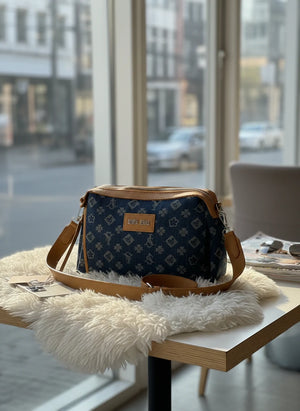 SWEET YEARS - Borsa borsetta clutch zip donna firmata tracolla logata jeans denim