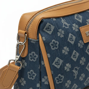 SWEET YEARS - Borsa borsetta clutch zip donna firmata tracolla logata jeans denim