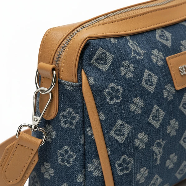 SWEET YEARS - Borsa borsetta clutch zip donna firmata tracolla logata jeans denim