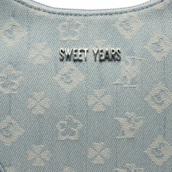 SWEET YEARS - Borsa borsetta mezzaluna donna firmata tracolla logata jeans denim