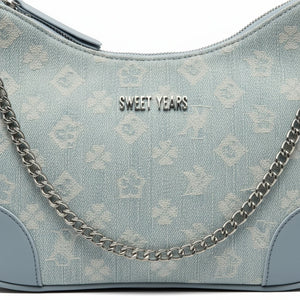 SWEET YEARS - Borsa borsetta mezzaluna donna firmata tracolla logata jeans denim