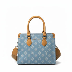 SWEET YEARS - Borsa borsetta tote bag zip donna firmata tracolla logata jeans denim
