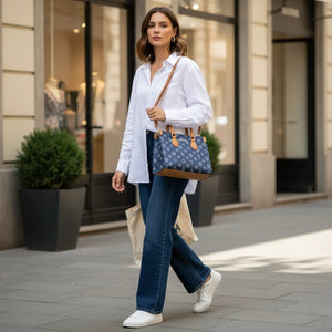 SWEET YEARS - Borsa borsetta tote bag zip donna firmata tracolla logata jeans denim