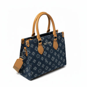SWEET YEARS - Borsa borsetta tote bag zip donna firmata tracolla logata jeans denim