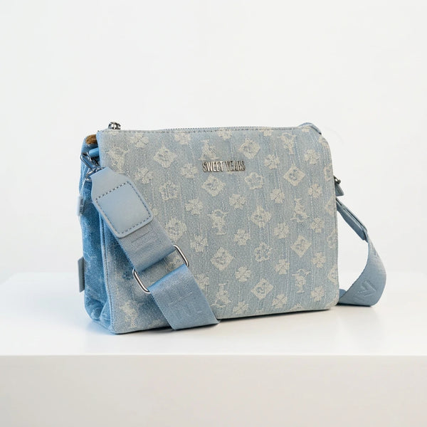 SWEET YEARS - Borsa borsetta bustina 3 tasche donna firmata tracolla logata jeans denim