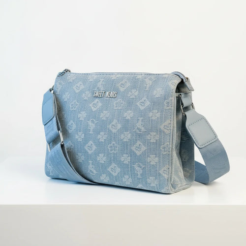 SWEET YEARS - Borsa borsetta bustina 3 tasche donna firmata tracolla logata jeans denim