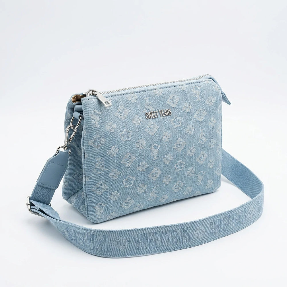 SWEET YEARS - Borsa borsetta bustina 3 tasche donna firmata tracolla logata jeans denim