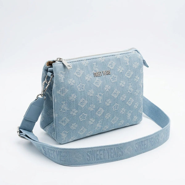 SWEET YEARS - Borsa borsetta bustina 3 tasche donna firmata tracolla logata jeans denim