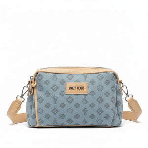SWEET YEARS - Borsa borsetta clutch zip donna firmata tracolla logata jeans denim