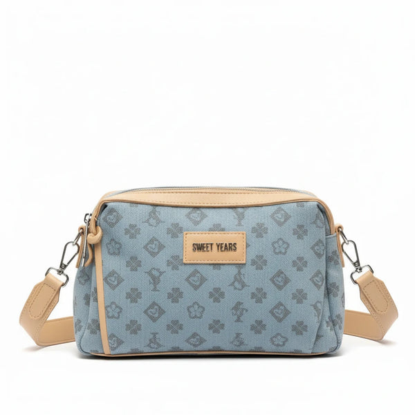 SWEET YEARS - Borsa borsetta clutch zip donna firmata tracolla logata jeans denim