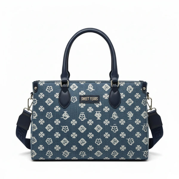 SWEET YEARS - Borsa shopping bauletto zip donna firmata tracolla logata jeans denim