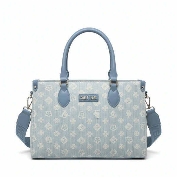 SWEET YEARS - Borsa shopping bauletto zip donna firmata tracolla logata jeans denim