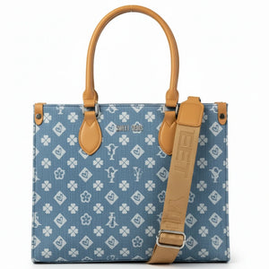 SWEET YEARS - Borsa shopping bag grande zip donna firmata tracolla logata jeans denim