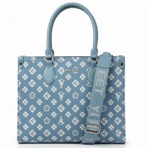 SWEET YEARS - Borsa shopping bag grande zip donna firmata tracolla logata jeans denim