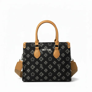 SWEET YEARS - Borsa borsetta tote bag zip donna firmata tracolla logata jeans denim