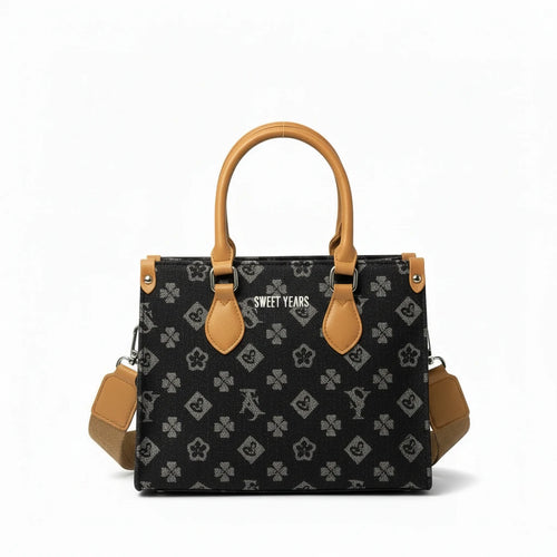 SWEET YEARS - Borsa borsetta tote bag zip donna firmata tracolla logata jeans denim