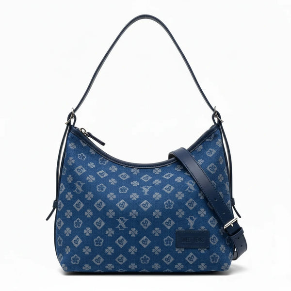 SWEET YEARS - Borsa hobo sacco bag grande zip donna firmata tracolla logata jeans denim