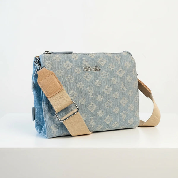 SWEET YEARS - Borsa borsetta bustina 3 tasche donna firmata tracolla logata jeans denim